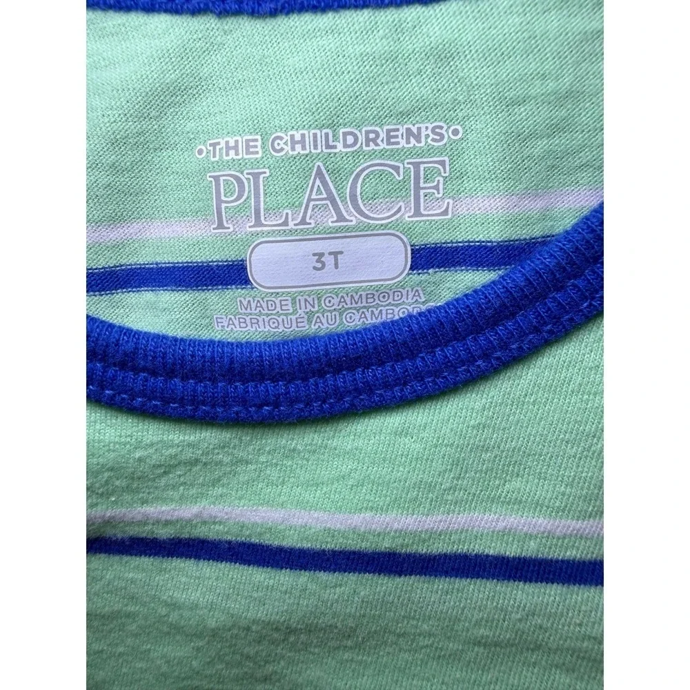 The Children's Place 2 Pack Tank Top Boys Size 3T Shark & Striped Blue Green